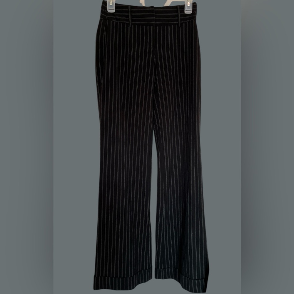 Black and White Striped Dress Pants